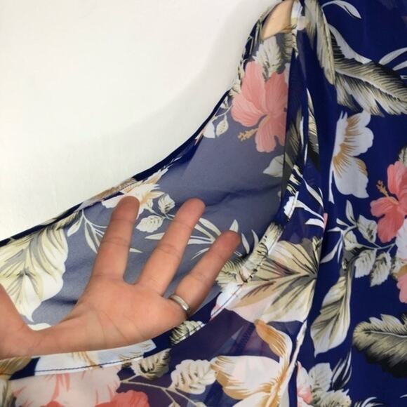 Lulu's Shifting Dears Blue Floral Open Sleeve Dress - Picture 6 of 8